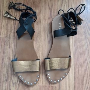 Lace up leather sandals
